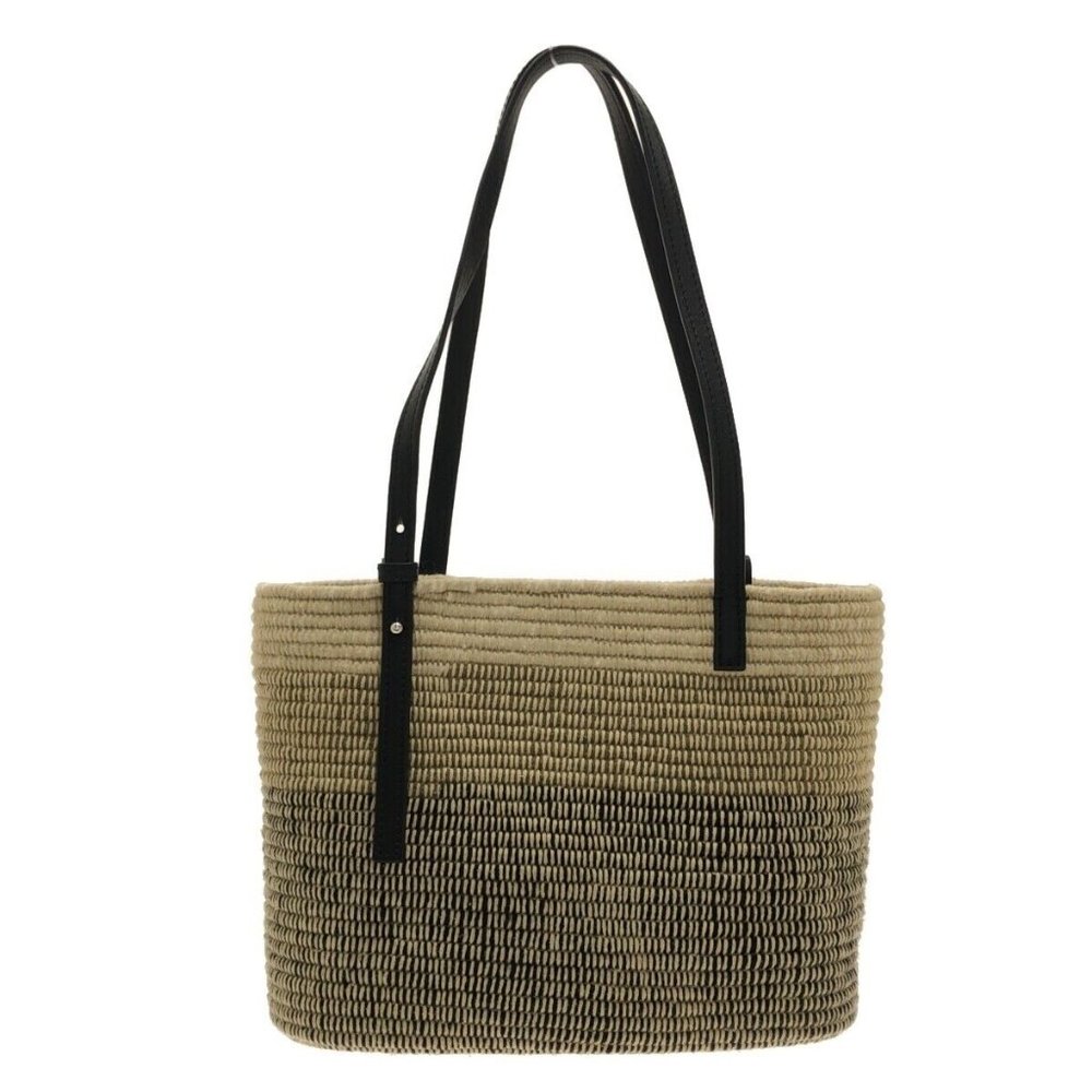 ❌SOLD❌ Loewe Small Square Basket bag in raffia and calfskin - Ombre Black - Picture 2 of 16